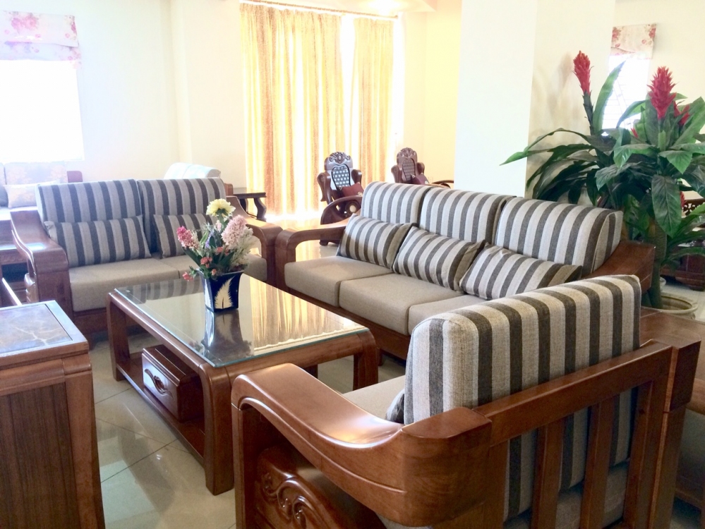 Sofa gỗ và nỉ 3